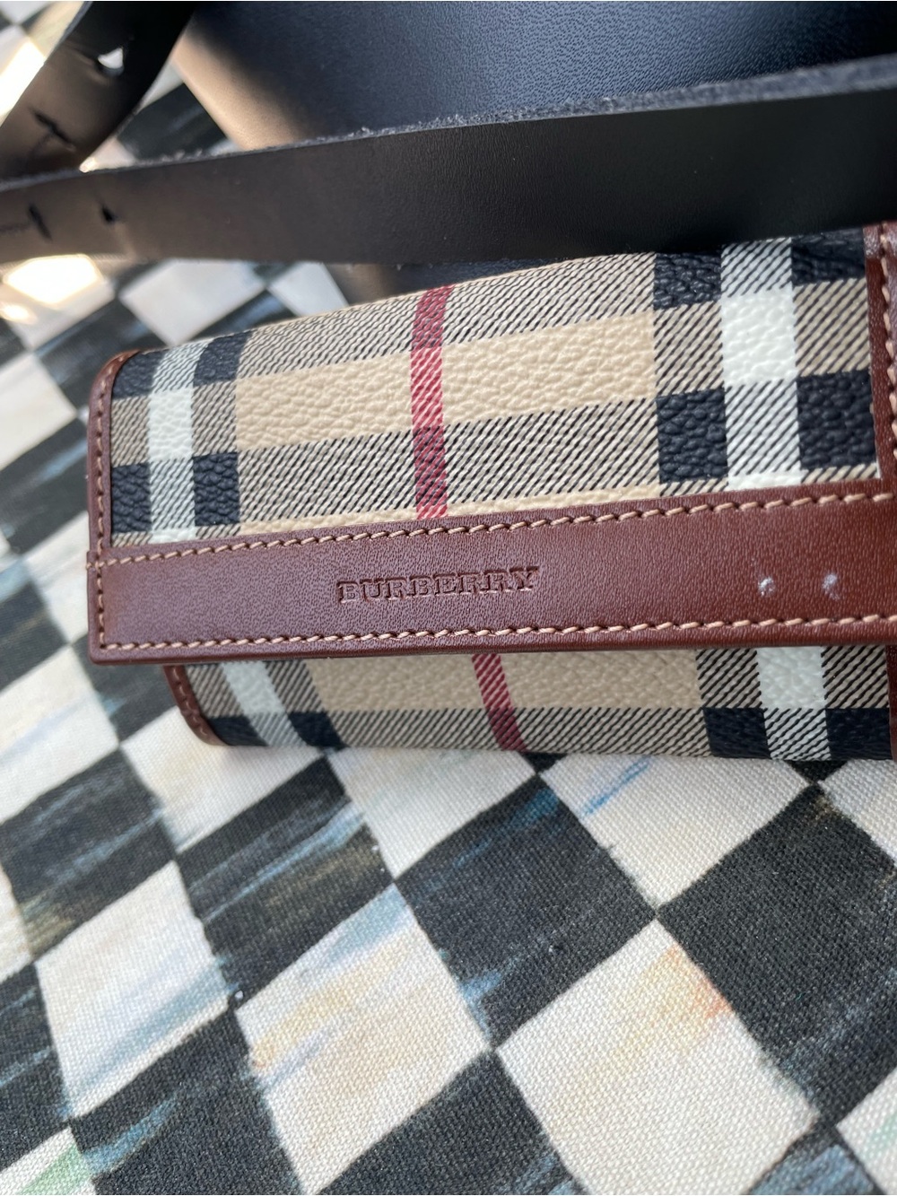 Burberry Beige Check Canvas key/Card Holder
